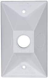 Cooper Crouse-Hinds - 1 Outlet, 1/2" Hole Diam, Powder Coat Finish, Rectangle Noncorrosive Weatherproof Box Cover - 4-1/2" Long x 2-3/4" Wide x 7/8" High, Wet Locations, Aluminum, UL Listed - Caliber Tooling