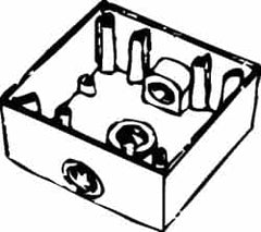 Cooper Crouse-Hinds - 2 Gang, (3) 1/2" Knockouts, Aluminum Rectangle Outlet Box - 4-9/16" Overall Height x 4-5/8" Overall Width x 2-1/16" Overall Depth, Weather Resistant - Caliber Tooling