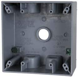 Cooper Crouse-Hinds - 2 Gang, (5) 1/2" Knockouts, Aluminum Rectangle Outlet Box - 4-9/16" Overall Height x 4-5/8" Overall Width x 2-1/16" Overall Depth, Weather Resistant - Caliber Tooling