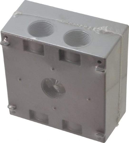 Cooper Crouse-Hinds - 2 Gang, (5) 3/4" Knockouts, Aluminum Rectangle Outlet Box - 4-9/16" Overall Height x 4-5/8" Overall Width x 2-1/16" Overall Depth, Weather Resistant - Caliber Tooling