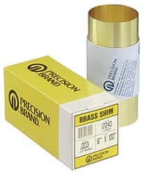 Precision Brand - 100 Inch Long x 6 Inch Wide x 0.007 Inch Thick, Roll Shim Stock - Brass - Caliber Tooling