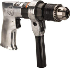 Chicago Pneumatic - 1/2" Keyed Chuck - Pistol Grip Handle, 500 RPM, 1.42 LPS, 3 CFM, 0.5 hp, 90 psi - Caliber Tooling