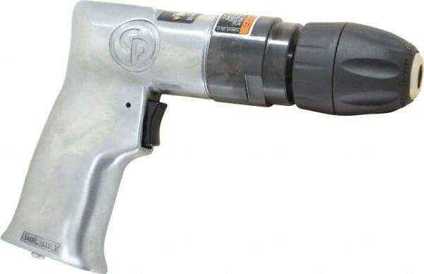 Chicago Pneumatic - 3/8" Keyless Chuck - Pistol Grip Handle, 2,400 RPM, 1.42 LPS, 3 CFM, 0.5 hp, 90 psi - Caliber Tooling