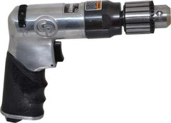 Chicago Pneumatic - 3/8" Reversible Keyed Chuck - Pistol Grip Handle, 4,200 RPM, 3.54 LPS, 7.5 CFM, 0.5 hp, 90 psi - Caliber Tooling