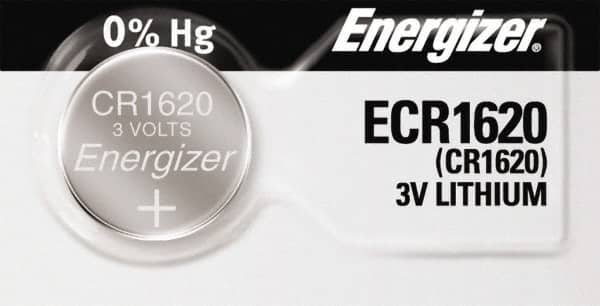 Energizer - Size CR1620, Lithium, Button & Coin Cell Battery - 3 Volts, Button Tab Terminal, CR1620, ANSI, IEC, NEDA, UL Listed Regulated - Caliber Tooling