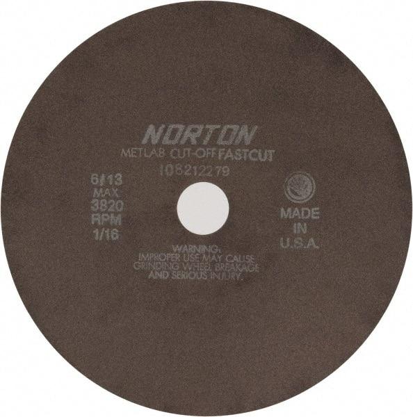 Norton - 10" 90 Grit Aluminum Oxide Cutoff Wheel - 1/16" Thick, 1-1/4" Arbor, 3,820 Max RPM, Use with Angle Grinders - Caliber Tooling