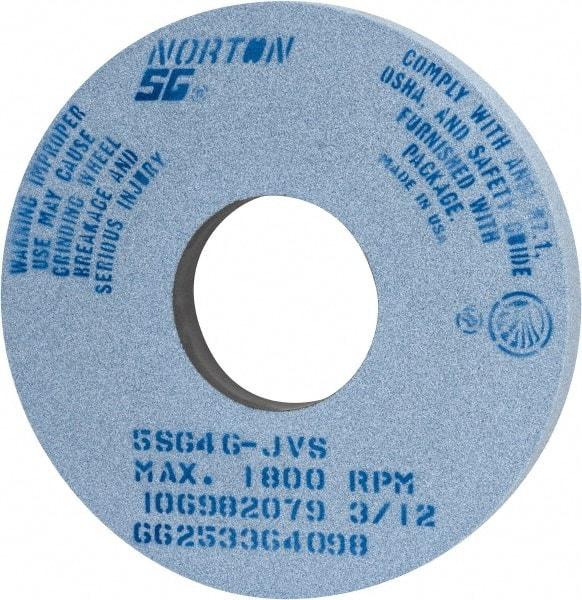 Norton - 14" Diam x 5" Hole x 1-1/2" Thick, J Hardness, 46 Grit Surface Grinding Wheel - Ceramic, Type 1, Coarse Grade, 1,800 Max RPM, Vitrified Bond, No Recess - Caliber Tooling