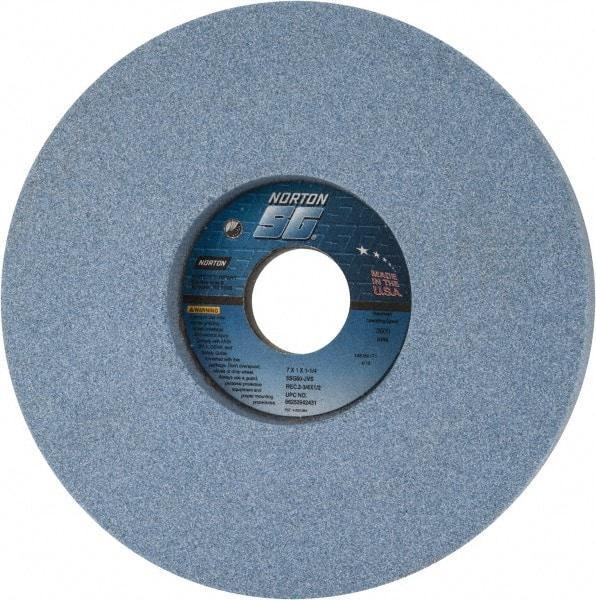 Norton - 7" Diam x 1-1/4" Hole x 1" Thick, J Hardness, 60 Grit Surface Grinding Wheel - Ceramic, Type 5, Medium Grade, 3,600 Max RPM, Vitrified Bond, One-Side Recess - Caliber Tooling