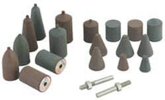 Cratex - 20 Piece Rubber Cone Test Abrasive Point Set - Includes 18 Cones & 2 Cone Mandrels - Caliber Tooling