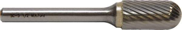 M.A. Ford - 5/16" Cut Diam, 1/4" Shank Diam, Cylinder with Radius Head Single Cut Burr - Carbide, Radius End, 3/4" LOC, 6-3/4" OAL - Caliber Tooling