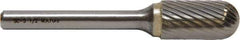 M.A. Ford - 3mm Cut Diam, 3mm Shank Diam, Cylinder with Radius Head Double Cut Burr - Carbide, Radius End, 14.3mm LOC, 76mm OAL - Caliber Tooling