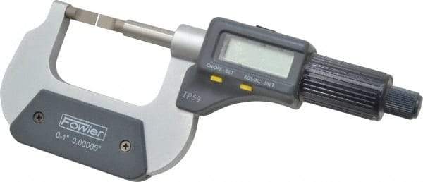 Fowler - 0" to 1" Mechanical Blade Micrometer - 0.0002" Accuracy, 0.001mm Graduation, 0.03" Blade Thickness, Friction Thimble, Digital Counter - Caliber Tooling