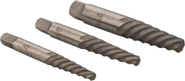 Interstate - 3 Piece Spiral Flute Screw Extractor Set - Screw Range 7/16 to 1" - Caliber Tooling