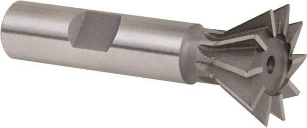 Whitney Tool Co. - 1" Diam x 7/16" Width of Cut, 60° Included Angle, Cobalt Dovetail Cutter - 1/2" Shank Diam, 2-1/2" Overall Length, Weldon Flat, Uncoated - Caliber Tooling