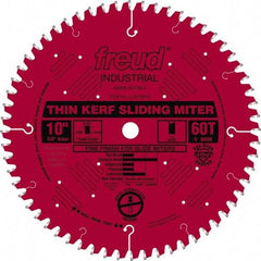 Freud - 10" Diam, 5/8" Arbor Hole Diam, 60 Tooth Wet & Dry Cut Saw Blade - Carbide-Tipped, Standard Round Arbor - Caliber Tooling