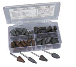 Cratex - 44 Piece Rubber Point & Mandrel Set - Includes 40 Points & 4 Mandrels - Caliber Tooling