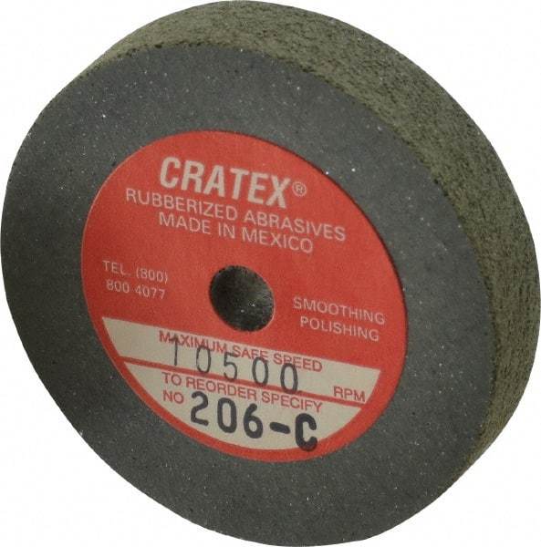 Cratex - 2" Diam x 1/4" Hole x 3/8" Thick, Surface Grinding Wheel - Silicon Carbide, Coarse Grade, 10,500 Max RPM, Rubber Bond, No Recess - Caliber Tooling