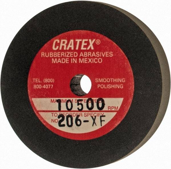 Cratex - 2" Diam x 1/4" Hole x 3/8" Thick, Surface Grinding Wheel - Silicon Carbide, Extra Fine Grade, 10,500 Max RPM, Rubber Bond, No Recess - Caliber Tooling