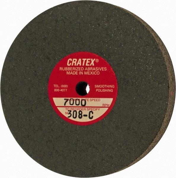 Cratex - 3" Diam x 1/4" Hole x 1/2" Thick, Surface Grinding Wheel - Silicon Carbide, Coarse Grade, 7,000 Max RPM, Rubber Bond, No Recess - Caliber Tooling