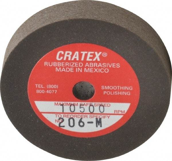 Cratex - 2" Diam x 1/4" Hole x 3/8" Thick, Surface Grinding Wheel - Silicon Carbide, Medium Grade, 10,500 Max RPM, Rubber Bond, No Recess - Caliber Tooling