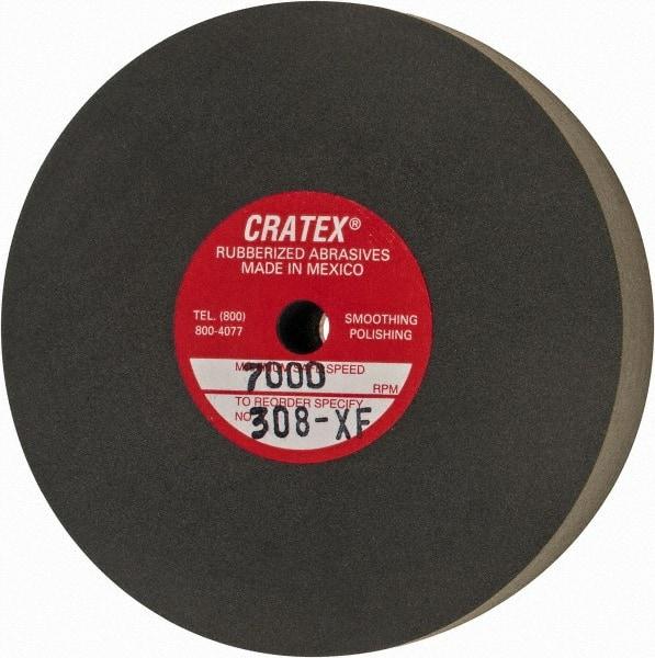 Cratex - 3" Diam x 1/4" Hole x 1/2" Thick, Surface Grinding Wheel - Silicon Carbide, Extra Fine Grade, 7,000 Max RPM, Rubber Bond, No Recess - Caliber Tooling