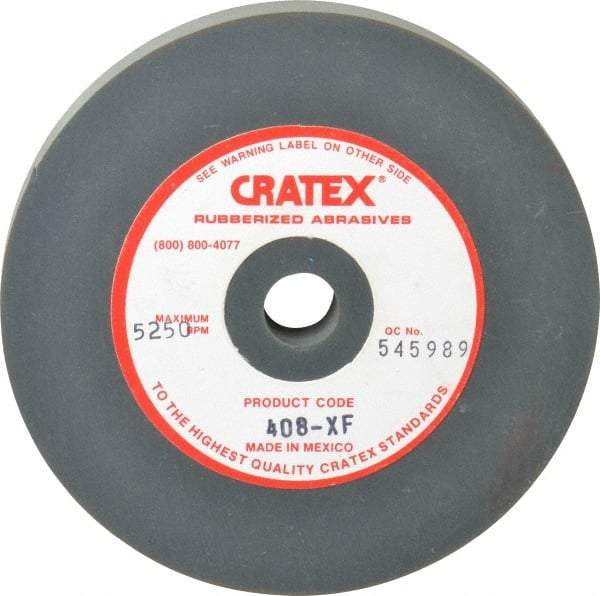 Cratex - 4" Diam x 1/2" Hole x 1/2" Thick, Surface Grinding Wheel - Silicon Carbide, Extra Fine Grade, 5,250 Max RPM, Rubber Bond, No Recess - Caliber Tooling