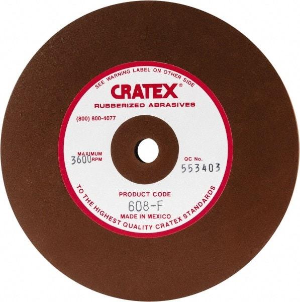 Cratex - 6" Diam x 1/2" Hole x 1/2" Thick, Surface Grinding Wheel - Silicon Carbide, Fine Grade, 3,600 Max RPM, Rubber Bond, No Recess - Caliber Tooling