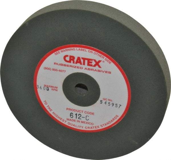 Cratex - 6" Diam x 1/2" Hole x 3/4" Thick, Surface Grinding Wheel - Silicon Carbide, Coarse Grade, 3,600 Max RPM, Rubber Bond, No Recess - Caliber Tooling