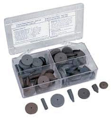 Cratex - 76 Piece Rubber Abrasive Point Set - Includes 8 Tapered Edge Wheels, 24 Straight Wheels, 16 Cylinder Points, 24 Bullet Points, 2 Wheel Mandrels & 2 Point Mandrels - Caliber Tooling