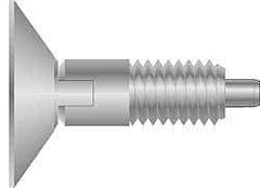 Vlier - 3/8-16, 3/4" Thread Length, 0.185" Max Plunger Diam, 1 Lb Init to 8 Lb Final End Force, Locking Knob Handle Plunger - Countersunk Knob, 1.26" Body Length, 0.22" Plunger Projection - Caliber Tooling