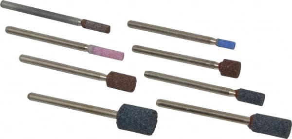 Grier Abrasives - 8 Piece Aluminum Oxide Vitrified Mounted Stone Abrasive Point Set - Includes Shapes W144, W145, W146, W153, W160, W162, W163 & W176 - Caliber Tooling