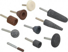 Grier Abrasives - 10 Piece Aluminum Oxide Vitrified Mounted Stone Abrasive Point Set - Includes Shapes A1, A24, A25, A3, A31, A32, A34, A36, A38 & A39 - Caliber Tooling