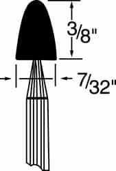 Grier Abrasives - 7/32 x 3/8" Head Diam x Thickness, B44, Tree, Aluminum Oxide Mounted Point - Caliber Tooling