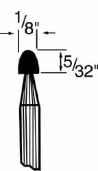 Grier Abrasives - 1/8 x 5/32" Head Diam x Thickness, B47, Tree, Aluminum Oxide Mounted Point - Caliber Tooling