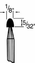 Grier Abrasives - 1/8 x 5/32" Head Diam x Thickness, B47, Tree, Aluminum Oxide Mounted Point - Caliber Tooling