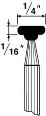 Grier Abrasives - 1/4 x 1/16" Head Diam x Thickness, B64, Wheel Radius Edge, Aluminum Oxide Mounted Point - Caliber Tooling