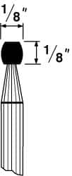 Grier Abrasives - 1/8 x 1/8" Head Diam x Thickness, B65, Wheel Radius Edge, Aluminum Oxide Mounted Point - Caliber Tooling