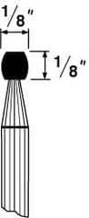 Grier Abrasives - 1/8 x 1/8" Head Diam x Thickness, B65, Wheel Radius Edge, Aluminum Oxide Mounted Point - Caliber Tooling