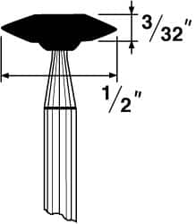 Grier Abrasives - 1/2 x 1/8" Head Diam x Thickness, B72, Wheel Tapered Edge, Aluminum Oxide Mounted Point - Caliber Tooling