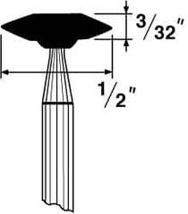 Grier Abrasives - 1/2 x 1/8" Head Diam x Thickness, B72, Wheel Tapered Edge, Aluminum Oxide Mounted Point - Caliber Tooling