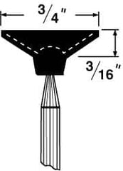 Grier Abrasives - 3/4 x 3/16" Head Diam x Thickness, B81, Inverted Cone Cupped End, Aluminum Oxide Mounted Point - Caliber Tooling