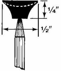 Grier Abrasives - 1/2 x 1/4" Head Diam x Thickness, B82, Inverted Cone Cupped End, Aluminum Oxide Mounted Point - Caliber Tooling