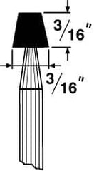 Grier Abrasives - 3/16 x 3/16" Head Diam x Thickness, B93, Flat Cone, Aluminum Oxide Mounted Point - Caliber Tooling