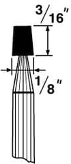 Grier Abrasives - 1/8 x 3/16" Head Diam x Thickness, B95, Flat Cone, Aluminum Oxide Mounted Point - Caliber Tooling