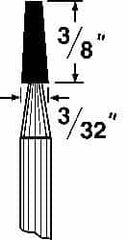 Grier Abrasives - 1/8 x 3/8" Head Diam x Thickness, B97, Flat Cone, Aluminum Oxide Mounted Point - Caliber Tooling