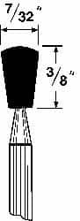 Grier Abrasives - 7/32 x 3/8" Head Diam x Thickness, B114, Inverted Cone Radius End, Aluminum Oxide Mounted Point - Caliber Tooling