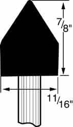 Grier Abrasives - 11/16 x 7/8" Head Diam x Thickness, A14, Pointed Cylinder, Aluminum Oxide Mounted Point - Caliber Tooling