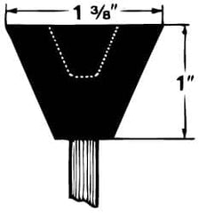 Grier Abrasives - 1-3/8 x 1" Head Diam x Thickness, A31, Inverted Cone Cupped End, Aluminum Oxide Mounted Point - Caliber Tooling