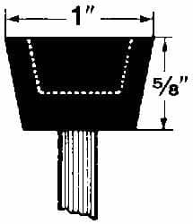 Grier Abrasives - 1 x 5/8" Head Diam x Thickness, A32, Inverted Cone Cupped End, Aluminum Oxide Mounted Point - Caliber Tooling