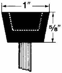 Grier Abrasives - 1 x 5/8" Head Diam x Thickness, A32, Inverted Cone Cupped End, Aluminum Oxide Mounted Point - Caliber Tooling